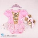 Baby Girl 3 Pcs Pink Gold Birthday Party Dress Tutu Headband Shoes Clothes Set 