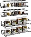 COSANSYS Spice Rack Organiser - 4 Pack 2 Size Hanging Wall Metal Spice Holder Kitchen Shelf without Drilling - Self-adhesive Spice Rack with Hooks & Stickers for Kitchen, Cabinet, Bathroom, Black