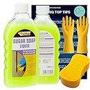 Capners Creations Liquid Sugar Soap House Cleaning Products 500 ml Multipurpose Clean Smart and Best Cleaner Products Bundled Rubber Gloves,Jumbo Sponge and Cleaning Tip