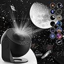 SOMKTN Planetarium Star Projector 2024 Upgrade, Realistic Starry Show Night Light, 4K 13 HD Film Discs, 360° Rotation, Space & Galaxy Projector for Kids & Adults Bedroom Christmas Decor (Gloss Black)