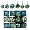 Christmas Baubles 60mm Christmas Tree Decoration Ornaments Pendants 12pcs Shatterproof Balls Large Hanging Ball for Xmas Hanging Decorations Festival Holiday Wedding Party Decoration (green)