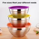 5PCS Mixing Bowls With Lids Stainless Steel Stackable Nesting Bowl Food Conta