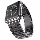 U191U Band Compatible with Apple Watch Stainless Steel Wristband Metal Buckle Clasp iWatch 38mm 40mm 41mm Strap Bracelet for Apple Watch Series 7/6/5/4/3/2/1 Sports Edition(Black, 38/40/41MM)
