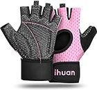 ihuan Weight Lifting Gloves Gym Gloves with Wrist Support | Full Palm Protection | Extra Grip, Workout Gloves for Women Men, Lifting Training Fitness