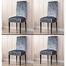 FASSCETE Velvet Stretch Dining Chair Covers PCS 4 Soft Crushed Velvet Dining Room Chair Seat Slipcover Furniture Protective Cover for Kitchen Barstool Cafe