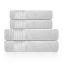 LAZZARO Lot de 4 serviettes - Gris - 2 draps de 2 Bath And 2 Hand Towels Blanc
