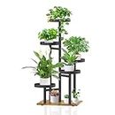 iDavosic.ly 5 Tier Plant Stand Indoor, Metal Corner Plant Holders Tall for Multiple Plants, Tiered Iron Flower Display Shelf Rack for Outdoor Patio Window Porch Garden, Black