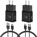 Adaptive Fast Charger Kit with 5Ft USB Type C Cable, Fast Charging Wall Charger Block for Samsung Galaxy S21/S21 Ultra/S20/S20+/S10/S10e/S9/S8/S8Plus/Edge/Active/Note 8/9/10/20/LG G5/6(2 Pack, Black)