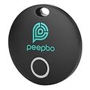 Peepbo Key Finder, Smart Bluetooth Tracker Item Locator Works with Apple Find My (iOS Only), Tracker Tag for Key Wallet Bag Luggage, IP67 Waterproof & Replaceable Battery, Anti-Lost Black 1 Pack