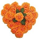 Isquene Artificial Rose Flowers Long Stem Fake Silk Roses for DIY Wedding Bouquet Table Centerpiece Home Decor (Orange)