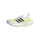 Adidas Women's Ultraboost 21 Running Shoe, White/Black/Solar Yellow, Numeric_10