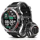 Military Smart Watch, 1.52-Inch Touch Screen Tactical Smartwatch with Text and Call, Heart Rate, Blood Oxygen, and Activity Trackers - Compatible with iPhone and Android, for Men and Women(Black)