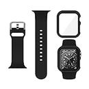 XFEN Sport Silicone S/M Size Band and Case with Screen Protector for Apple Watch Series 6 SE Series 5 Series 4 40mm - Black