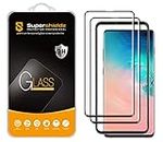 Supershieldz (2 Pack) Designed for Samsung (Galaxy S10 Plus) Tempered Glass Screen Protector with (Easy Installation Tray), (Full Cover) (3D Curved Glass) Anti Scratch, Bubble Free (Black)