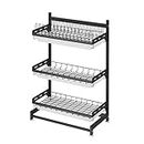 Black 201 Stainless Steel Kitchen Countertop Dish Rack Drain Rack with Chopsticks Cage Knife Cutting Board Shelf - 2 Layers / 3 Layers (3 Layers)