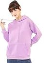BE SAVAGE Women's Solid Full Sleeves Cotton Hoodie,HDW Lilac_XL