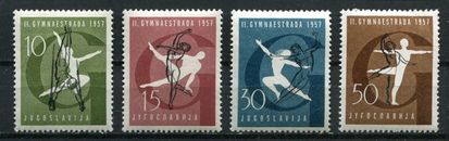 Yugoslavia 1957 deporte: Gimnastic Meet - Zagreb, Scott 480-483, montado sin montar o nunca montado