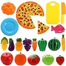 NIWWIN 24 PCS Gioca Set di Cibo per Bambini Tagliere in plastica Pizza e Verdura Pretend Play Set
