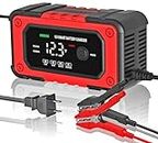 Car Battery Charger 12V Automotive, 6Amp Automatic Smart Battery Trickle Charger, Battery Maintainer Desulfator w/Temperature Compensation for Car Truck Motorcycle Lawn Mower Boat Lead Acid Batteries