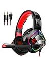 Bestgift Noise Cancelling 3.5mm Stereo Wired Over Ear Gaming Headset E-Sports Headphones Volume Control for PS4/Xbox One/Computer/Laptop/Smartphone Black+Red