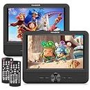 FANGOR 7.5" Dual Portable DVD Player for Car, Car DVD Player Dual Screen Play a Same or Two Different Movies with Headrest Strap, Regions Free,Support Last Memory, AV Out&in,USB/SD/Sync TV