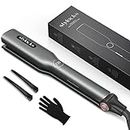 Stylocks Hair Straighteners Wide Plates for Longer Thicker Hair, Ionic Straighteners for Women, Adjustable Temperature Settings, Black.