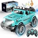 DEERC Remote Control Jeep Car with Fog Mist & Music, 1:16 Remote Control Truck for Boys, 2.4Ghz RC Car Toy with 2 Batteries, All Terrain SUV Gifts Crawler with Trailer Hitch