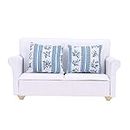 Dollhouse Furniture Sofa, Modern Dollhouse Sofa Set Miniature Sofa with Pillows Doll House Furniture Couch for 1:12 Dollhouse Living Room Decoration Accessories(Two-seat Sofa with Cushions)