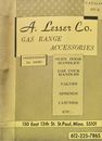 De colección A. Lesser Co. Catálogo de accesorios de cocina de gas ST-E lista de piezas de reparación libro 1930