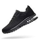 JCONGUW Men's Shoes Non Slip Shoes Slip on Sneakers Walking Shoes Black Athletic Mesh （Black 9.5）