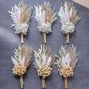 Mini Dried Flower Bouquet Set of 6 for Bohemian Wedding Dried Flowers for Table Centerpieces,Bridesmaid Flower Girl Gift Box, Boho Wedding, Birthday Cake Table Small Bottle Decoration (Blush).…