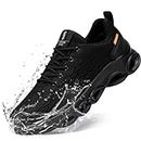 FLOWING PLUME Waterproof Shoes Mens and Women Running Sneakers Rain Water Resistant Comfortable Walking Tennnis Casual Breathable Work Shoes(9.5, Black)