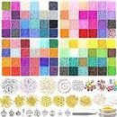 50600pcs 96 Colors 2mm Glass Seed Beads for Jewelry Making Kit, 300pcs Letter Beads, Small Seed Beads Kit for Bracelets Necklace Ring Making, DIY, Art, Craft Kit with Elastic String and Charms