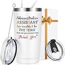 Qtencas Administrative Professional Day Gifts for Administrative Assistant, Administrative Assistant Thank You Stainless Steel Insulated Travel Tumbler, Administrative Assistant Gifts(20oz, White)