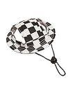 QWINEE Plaid Pattern Dog Hat with Ear Hole Round Brim Dog Puppy Cat Sun Hat Bucket Hat Outdoor Sun Protection Pet Caps for Small Medium Cats Dogs Kitten Black and White M