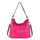 Montana West Hobo Handbag for Women Large Purses and Handbags with Studs and Crossbody Strap, Hot Pink, Large