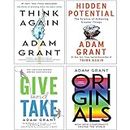 Adam Grant 4 Books Collection Set (Hidden Potential [Hardcover], Think Again [Hardcover], Originals, Give and Take)