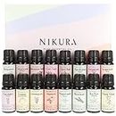 Nikura Selection of Essential Oils Gift Set - 16 x 10ml | Essential Oils for Diffuser for Home, Aromatherapy, Sleep, Cleaning, Rosemary Oil for Hair Growth | Cinnamon, Lavender, Lemon, Ylang Ylang