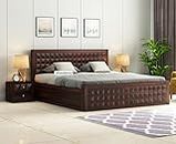 Woodenio Solid Sheesham Wood King Size Bed for Bedroom | Solid Wood Double Bed Cot with Storage Bed for Bedroom Without Bedside(Walnut Finish)
