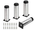Seimneire 4pcs 7 Inch / 178mm Adjustable Furniture Legs, Silver Metal Legs Stain