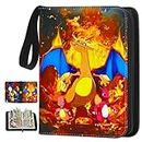Card Binder for Pokemon Cards Holder, 4 Pockets with 50 Removable Sleeves Fits 400 Cards Collector Book Album, Card Display Storage Carrying Case for TCG