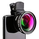 Cell Phone Camera Lens, 2 in 1 Clip-on Lens Kit with 0.45X Super Wide Angle&12.5X Macro Phone Camera Lens, Professional HD Camera Lens Kit for Most Smartphone/Ipad/Tablet, No Dark Corners