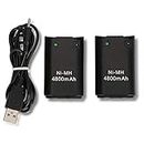 CICMOD Battery Pack for Xbox 360 Remote Controller 2pcs Ni-MH Rechargeable Batteries USB Cable Black