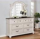 Splendid Decor 6-Drawer Double Dresser, Wooden Chest of Drawers, Sidetable Dresser (Off White) [Note - Mirror not Included]