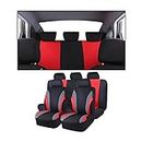 XINLIYA Car Seat Covers Full Set, Breathable Front and Rear Seat Covers with 2mm Composite Sponge Inside, Premium Cloth Automotive Seat Cushion Protectors Covers for Most Cars, SUV, Sedan (Red)
