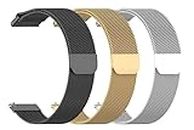 AONES Pack of 3 Magnetic Loop Watch Strap Compatible for Hammer Polar 2.01'' Metal Chain SmartWatch Band Black, Gold, Silver