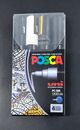 Posca 4 Count PC-5M Water Based Markers Set In Black, White, Silver And Gold