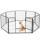 Sweetcrispy Dog Playpen Indoor - Puppy Fence Exercise Pen for Yard Gate 8 Panel 32” Height Playpens with Doors Heavy Duty Metal Dog Pen for Camping, RV, Outdoor, Small/Medium/Large Pets