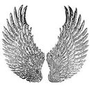 Zhiheng 1 Pair Jumbo Angel Wings Sequin Patches Iron on Sew on Appliques Embroidered Motif for DIY Clothing Accessories (Silver)