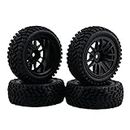 BQLZR RC 1:10 Wheel Rim Rubber Tyre Tires for Off-Road Vehicle Black Pack of 4